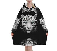 Poadnly Tigre bianca pupilla blu,Felpa con cappuccio oversize da donna, felpa con cappuccio, coperta in flanella