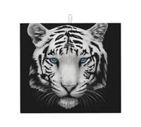 Poadnly Tigre bianca pupilla blu, Tappetini scolapiatti assorbenti, Tappetino scolapiatti per il bancone della cucina 41x46 cm
