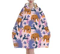 Poadnly Tigri nella giungla,Felpa con cappuccio oversize da donna, felpa con cappuccio, coperta in flanella