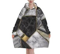 Poadnly Trama di marmo nero stampata in oro,Felpa con cappuccio oversize da donna, felpa con cappuccio, coperta in flanella