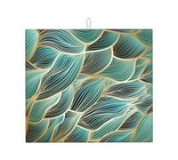 Poadnly Trama in oro e verde, Tappetini scolapiatti assorbenti, Tappetino scolapiatti per il bancone della cucina 41x46 cm