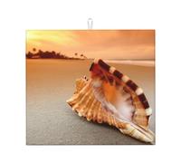 Poadnly Tramonto sul mare La conchiglia, Tappetini scolapiatti assorbenti, Tappetino scolapiatti per il bancone della cucina 41x46 cm