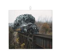 Poadnly Treno a vapore e ferrovia, Tappetini scolapiatti assorbenti, Tappetino scolapiatti per il bancone della cucina 41x46 cm