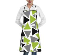 Poadnly Triangoli casuali verde lime grigio nero su bianco, Grembiuli da cucina con tasche, grembiule da cuoco impermeabile regolabile