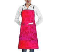 Poadnly Triangolo fucsia geometrico, Grembiuli da cucina con tasche, grembiule da cuoco impermeabile regolabile