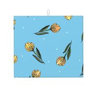 Poadnly Tulipani gialli disegnati a mano, Tappetini scolapiatti assorbenti, Tappetino scolapiatti per il bancone della cucina 41x46 cm