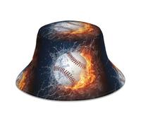 Poadnly Un'immagine di Una Palla da Baseball nell'Acqua e nel Fuoco, Cappello da Pescatore per Adulti, Cappello da Sole, Berretto da Corsa Riflettente Notturno, Cappelli da Pescatore