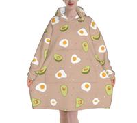 Poadnly Uovo e avocado,Felpa con cappuccio oversize da donna, felpa con cappuccio, coperta in flanella