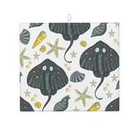 Poadnly Vita marina Stingray, Tappetini scolapiatti assorbenti, Tappetino scolapiatti per il bancone della cucina 41x46 cm