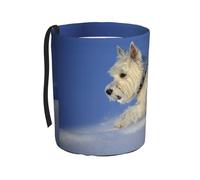 Poadnly Westie Winter West Highland White Terrier,Cestino per auto, cestino per rifiuti da appendere, resistente all'acqua, ideale per campeggio e viaggi.
