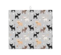 Poadnly Zampe e ossa di Chihuahua, Tappetini scolapiatti assorbenti, Tappetino scolapiatti per il bancone della cucina 41x46 cm