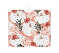 Poadnly Zucca Ringraziamento Dalia Rosa Fiore Autunno, Tappetini scolapiatti assorbenti, Tappetino scolapiatti per il bancone della cucina 41x46 cm