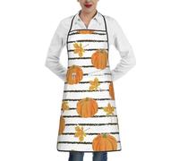 Poadnly Zucche e foglie autunnali, Grembiuli da cucina con tasche, grembiule da cuoco impermeabile regolabile
