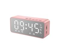 POAHNCU Sveglia, Sveglia digitale a specchio a LED con altoparlante wireless compatibile Bluetooth, radiosveglia, orologi da tavolo elettronici, sveglia,per Dormiente Pesante(Pink)