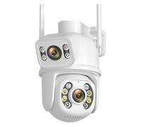 POAHNCU Telecamera per esterni, Telecamera di sicurezza a doppio obiettivo 4K, doppio schermo, visione notturna, rilevamento umano, videosorveglianza,Visione notturna a colori