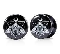 POBAISITER 1 Paia Acrilico Solido Vite Su Tappi Orecchio Tunnel Gatto 6mm-25mm Barella Graffiti Modello Pittura Colore Per Le Donne Per Gli Uomini Body Piercing Gioielli, 8mm(0g), Acrilico, arenaria