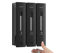 Pobamle 1984 Dispenser di sapone da doccia Set da bagno Shampoo Balsamo Dispenser per bagnoschiuma a parete Dispenser per shampoo doccia a 3 camere senza trapano per Home Star Hotel 3 x 400 ml nero