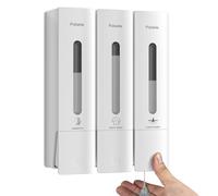 Pobamle 1984 Dispenser di sapone da doccia Set da bagno Shampoo Balsamo Dispenser per bagnoschiuma a parete Dispenser per shampoo doccia a 3 camere senza trapano per Home Star Hotel 3 x 400 ml bianco