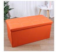 Pobbycrafm Pouf Contenitore Quadrato, Grande Contenitore Pieghevole, Panca Portascarpe Multifunzione con Contenitore, Ottaman per Soggiorno, Camera da Letto, 76x38x38cm Orange