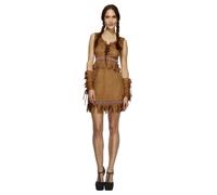 Pocahontas Costume Donna da Donna Rosso Squaw Indiano Western Costume UK 8-18