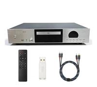 POCDOKYZ Lettore CD doppio tubo a vuoto 6S6 con decodifica hardware DTS, CSR Bluetooth 5.2 APTX, riproduzione USB Lossless, uscite XLR/RCA/ottiche/coassiali, telecomando, chiavetta USB 64G(Silver)