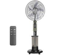 POCDUUA Ventilatore Nebulizzatore Portatile Esterno, Ventilatore Piantana con Serbatoio Dell'Acqua 4 Litri, Raffrescatore A Torre Oscillante Ad Alta Velocità con Telecomando per Patio Campeggio,Black