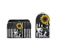 Poceacles Bandiera americana Panda Girasole Stampa Tostapane Frullatore Polvere Copertura per Creatore del Pane Copertura per Cucina A 4 Fette Set di Protezione Della Macchina Antipolvere, M
