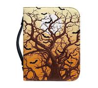 Poceacles Bats Moon Tree Print Bible Case for Women Girls Bible Case PU Leather Bible Bag Study Book Cover con maniglia per il trasporto Bibbia Holder Case Church Bag XX-Large