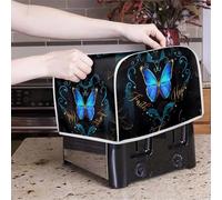 Poceacles Blue Butterfly - Copertura per tostapane con 2 fette, protezione antipolvere e anti-unto, lavabile in lavatrice, S