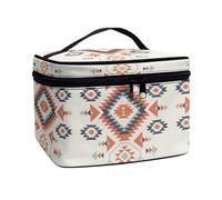 Poceacles Borsa per il trucco da viaggio, borse cosmetiche di grande capacità per le donne sacchetto portatile borsa da toilette organizer per il trucco con manico, Tribale dei nativi americani