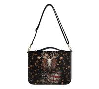 Poceacles Borsa per libri biblici con stampa di teschio di cervo con bandiera degli Stati Uniti Borsa per donne uomini Chiesa Bibbia Tote per studio biblico Bibbia Copertine per libri Bibbia Case