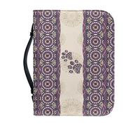 Poceacles Copertina per Bibbia Boho Mandala da donna, con croce per Bibbia, piccola custodia in pelle per la Bibbia da uomo, con manico e porta Bibbia con cerniera, regalo cristiano, zampa di cane, L,