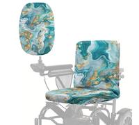 Poceacles Coprisedile per scooter con bordo elastico, accessorio per sedia a rotelle elettrica, resistente ai raggi UV, universale, antiscivolo, per interni ed esterni, color foglia di tè e oro marmo
