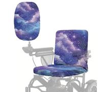 Poceacles Coprisedile per scooter da viaggio, resistente, per sedia a rotelle, protezione da sole, vento e polvere, universale, con fascia elastica, motivo galassia, colore: viola