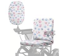 Poceacles Coprisedile per scooter elettrico con bordo elastico, protezione professionale per sedia a rotelle elettrica, con fibbia regolabile, stampa di zampe, rosa, blu, bianco, 89,7 x 45,7 cm