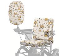 Poceacles Coprisedile per scooter per anziani disabili, comodo, professionale, protezione per sedia a rotelle, resistente ai graffi, con zampa di cane Corgi, beige