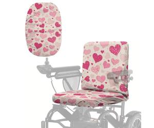 Poceacles Coprisedile per scooter per attività all'aperto, per sedia a rotelle, resistente per tutte le stagioni, protezione da sole, raggi UV, polvere, universale, motivo a forma di cuore, rosa e