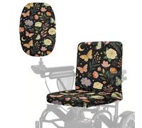 Poceacles Coprisedile per sedia a rotelle elettrica, protezione per scooter e scooter, protezione per tutte le stagioni da sole, pioggia, neve, polvere, UV, farfalla, floreale, luna, stella, nero