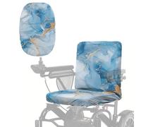 Poceacles Coprisedile per sedia a rotelle elettrica, resistente e antipolvere, protezione per sedile per scooter, accessori da viaggio per anziani, nonno, nonna, facile da pulire, blu chiaro oro marmo