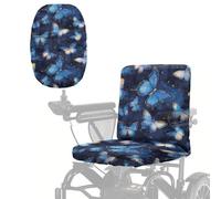 Poceacles Coprisedile per sedia a rotelle elettrica, resistente e antipolvere, protezione per sedile per scooter, accessori da viaggio per anziani, nonno, nonna, facile da pulire, farfalla blu