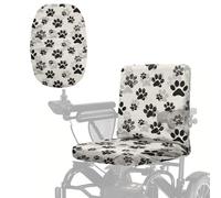 Poceacles Coprisedile per sedia a rotelle elettrica, resistente e antipolvere, protezione per sedile per scooter, accessori da viaggio per anziani, nonno, nonna, facile da pulire, motivo zampe, nero e