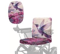 Poceacles Coprisedile per sedia a rotelle elettrica, resistente, protezione per tutte le stagioni, protezione per sedia a rotelle, accessori da sole, vento, polvere, sporco, colibrì, fiore rosa