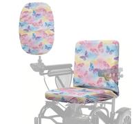 Poceacles Coprisedile per sedia a rotelle elettrica, universale, resistente, per sedia a rotelle, con fibbia regolabile, colori pastello acquerello, farfalla, rosa, blu