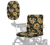 Poceacles Coprisedile universale per sedia a rotelle elettrica, protezione professionale per scooter con bordo elastico, copertura per sedia a rotelle per anziani disabili, girasole, margherita