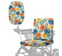 Poceacles Coprisedile universale per sedia a rotelle elettrica, protezione professionale per scooter con bordo elastico, copertura per sedia a rotelle, ibisco tropicale, fiore di monstera