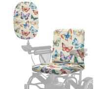 Poceacles Coprisedile universale per sedia a rotelle elettrica, protezione professionale per scooter con bordo elastico, copertura per sedia a rotelle per anziani disabili, colorato farfalla beige