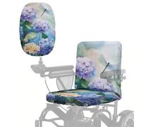 Poceacles Coprisedile universale per sedia a rotelle elettrica, protezione professionale per scooter con bordo elastico, copertura per sedia a rotelle elettrica, ortensia, fiore, libellula, viola