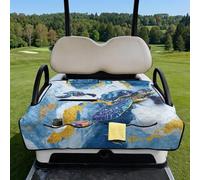 Poceacles Coprisedili universali per carrello da golf, portatile, resistente ai raggi UV, accessori per auto da club con 4 tasche, compatibili con carrelli da golf per 2 persone, tartaruga marina