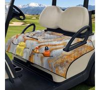 Poceacles Coprisedili universali per carrello da golf, portatile, resistente ai raggi UV, accessori per auto da club con 4 tasche, compatibili con carrelli da golf per 2 persone, marmo grigio oro