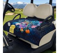 Poceacles Coprisedili universali per carrello da golf, portatile, resistente ai raggi UV, accessori per auto da club con 4 tasche, compatibili con carrelli da golf per 2 persone, tartaruga marina